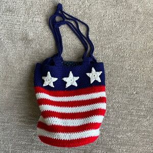 Stars and Stripes hand knit handbag